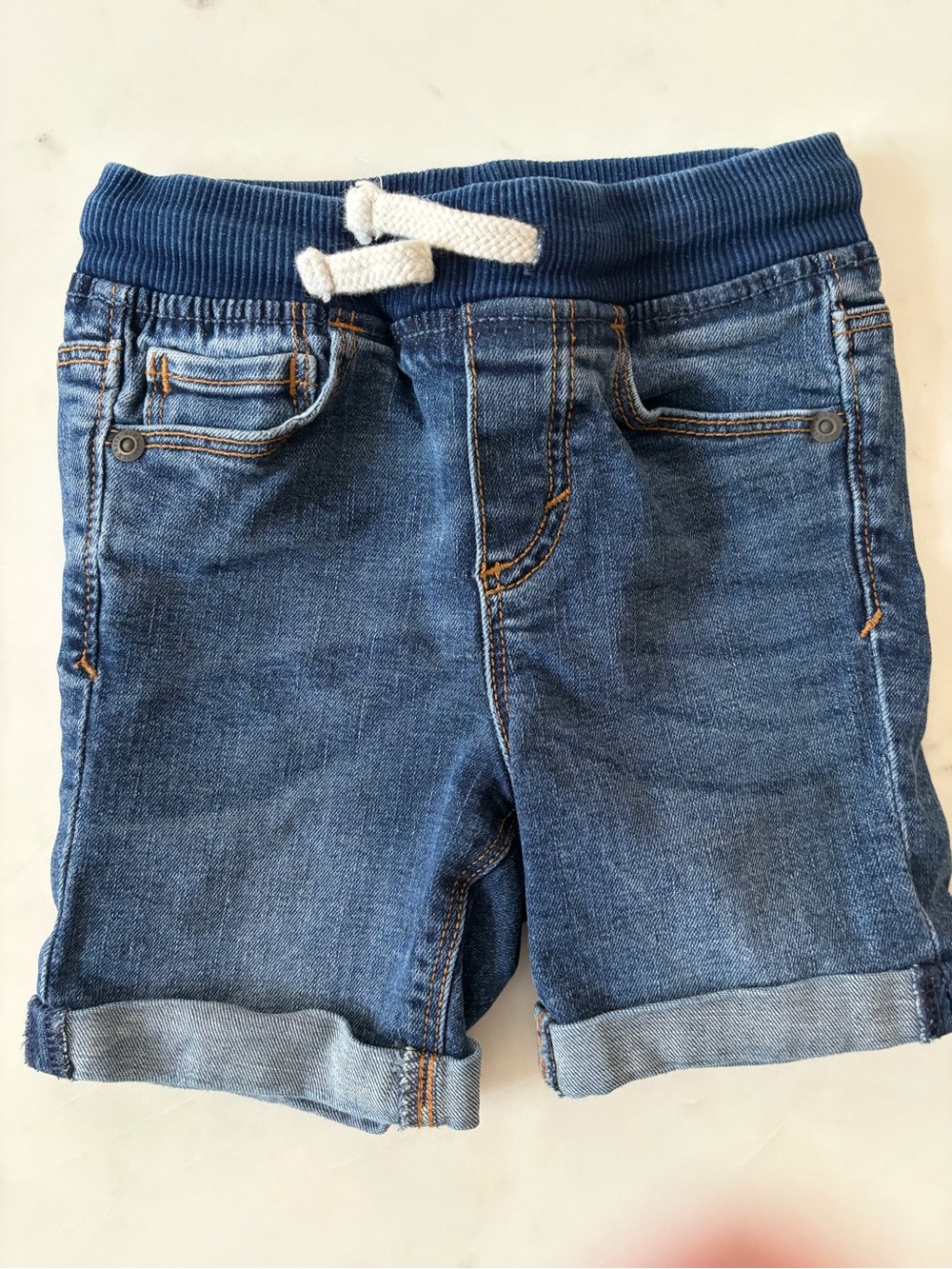 Old Navy Denim Pull-On Shorts in Blue with White Drawstring
